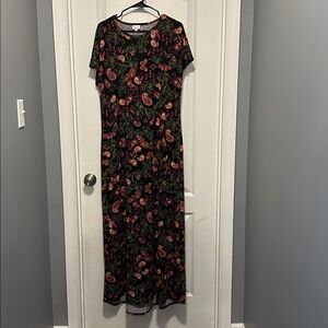 LuLaRoe Black and Olive Floral Dress, size XL